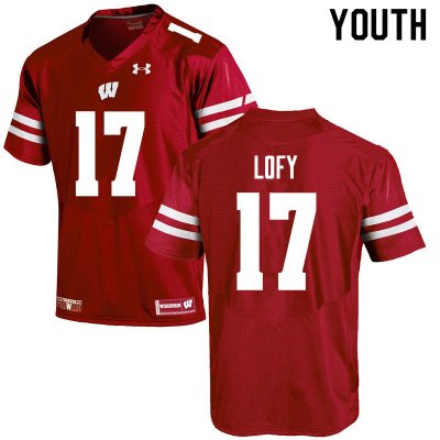 Youth Wisconsin Badgers NCAA #17 Max Lofy Red Authentic Under Armour Stitched College Football Jersey LP31B04OP